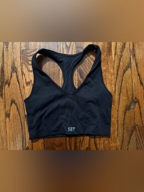 SET Active Sportbody Scoop Bra Black Ribbed